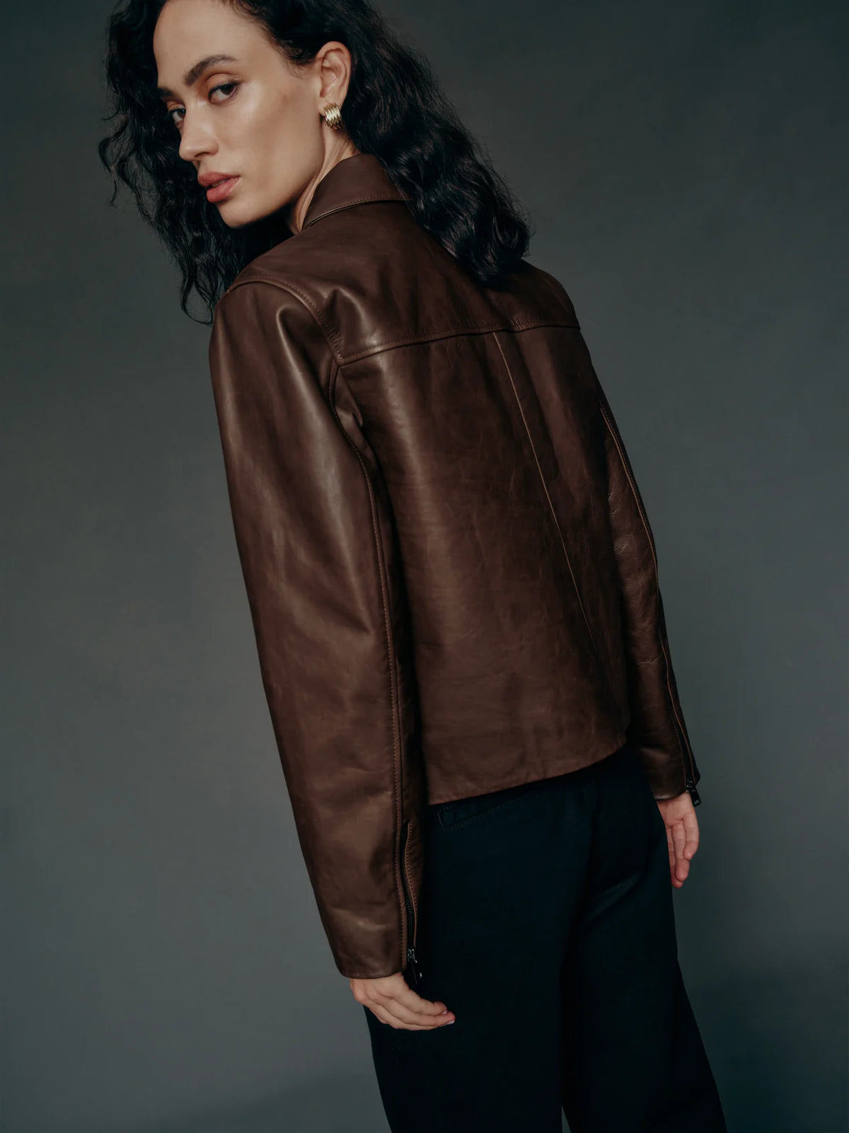 Hazel Classic Brown Leather Jacket