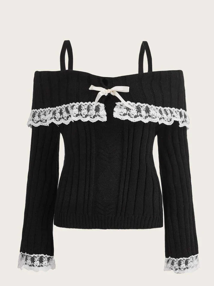 Isabelle Ruffle-Trim Knit Sweater