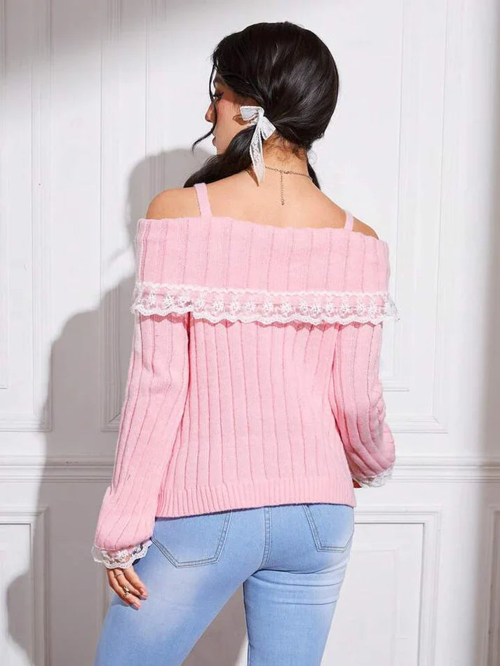 Isabelle Ruffle-Trim Knit Sweater