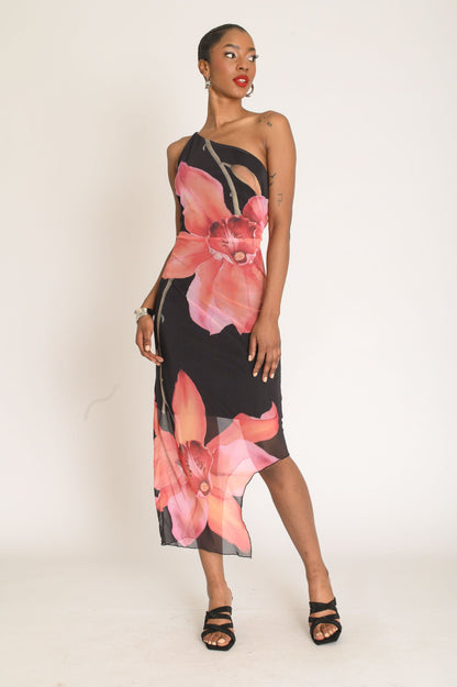 Lila Floral Mesh Maxi Dress