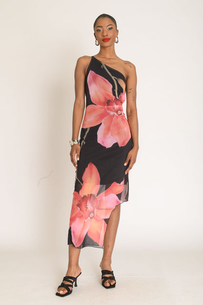 Lila Floral Mesh Maxi Dress